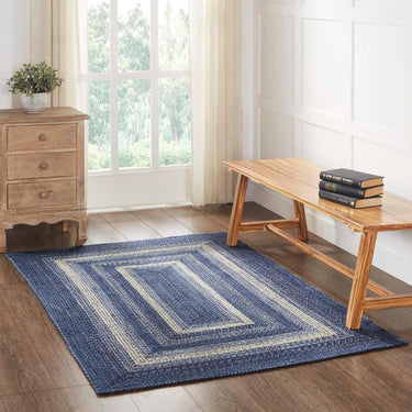 Great Falls Blue Jute Braided Rug Rect with Rug Pad 4'x6' VHC Brands - The Fox Decor